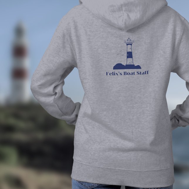 Fyrverksblå marinblå t shirt (Lighthouse Navy Blue Hoodie - Back)