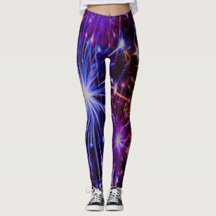 Fyrverksblått och rött Roligt och Flashy Leggings