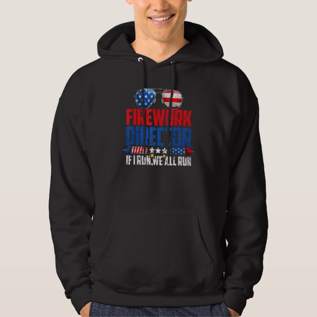 Fyrverkschef 4:e juli i Springa du Springa Hoodie (Framsida)