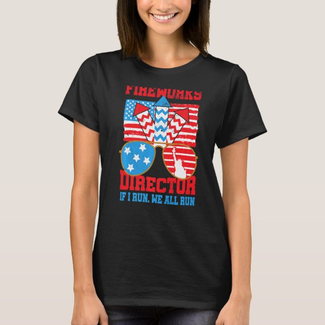 Fyrverkschef I Springa You Springa USA flagga den  T Shirt (Framsida)