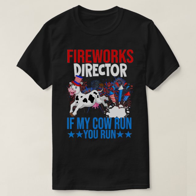 Fyrverkschef Lycklig 4:e juli Amerikanska Flagga T Shirt (Design framsida)