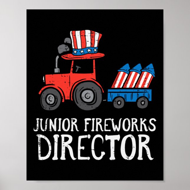 Fyrverkschefens traktor 4:e juli Boys Kids Poster (Framsidan)