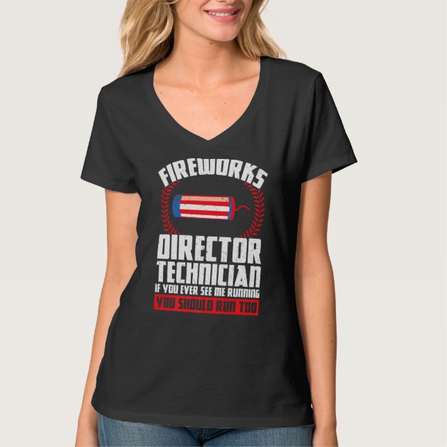 Fyrverkschefstekniker om du Amerika T Shirt (Framsida)