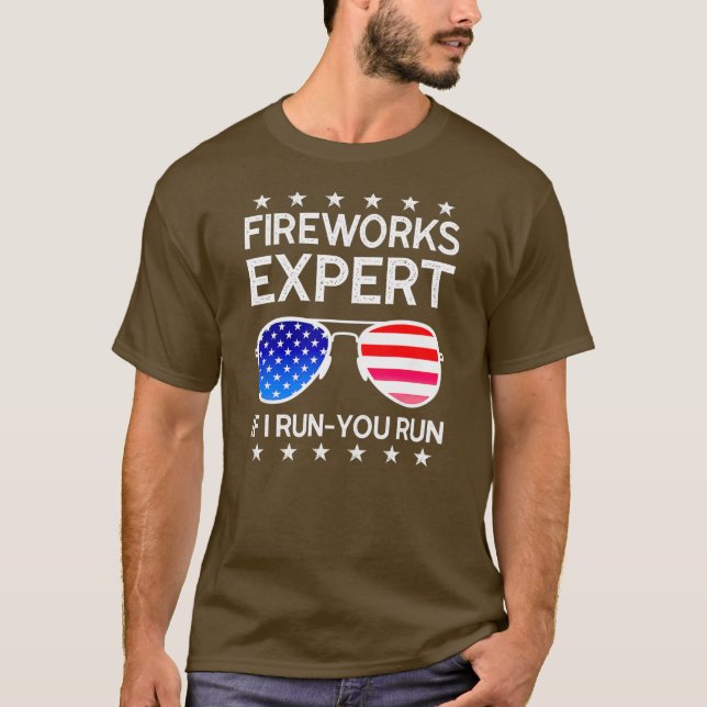 Fyrverksexpert om jag Springor dig Springa America T Shirt (Framsida)