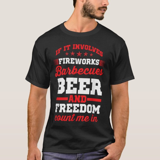 Fyrverksgrillar och frihet, funny 4:e av t shirt (Framsida)