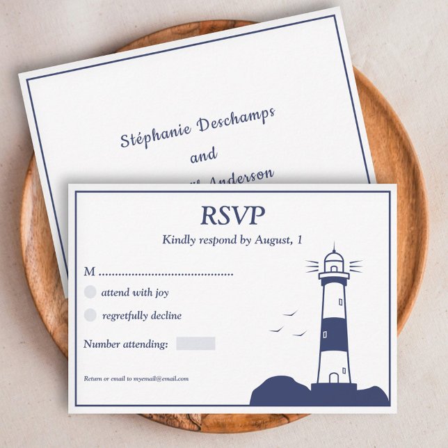 Fyrverkskort, Bröllop OSA Kort (Lighthouse Wedding RSVP Card)