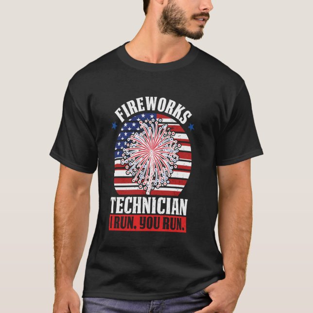 Fyrverkstekniker i springa, springa t shirt (Framsida)