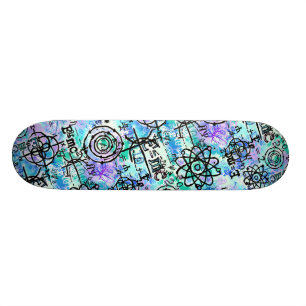 Fysik- och matematiksymboler, nörd mini skateboard bräda 18,5 cm