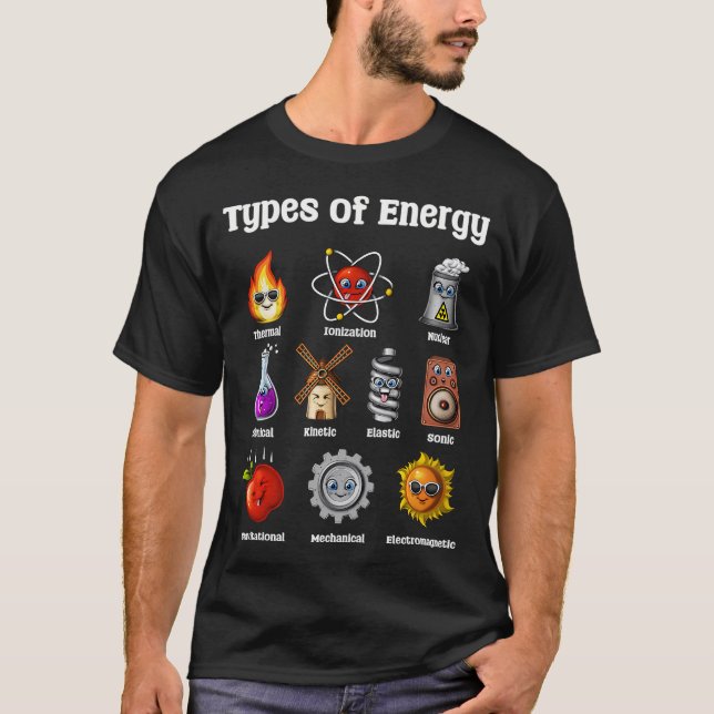 Fysik Typer Av Energi T Shirt (Framsida)