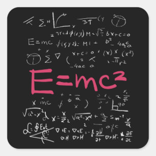 Fysikalisk och matematisk formel EMC2 Fyrkantigt Klistermärke