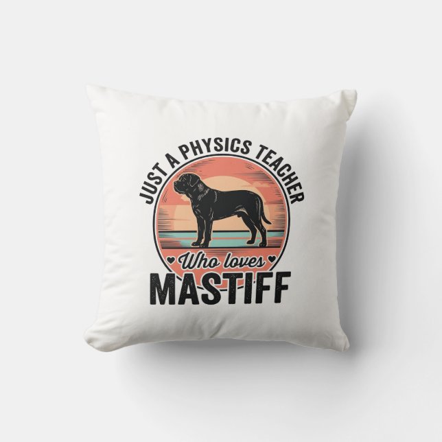 Fysikläraren älskar mastiff vintage hundtröja_1 kudde (Framsida)