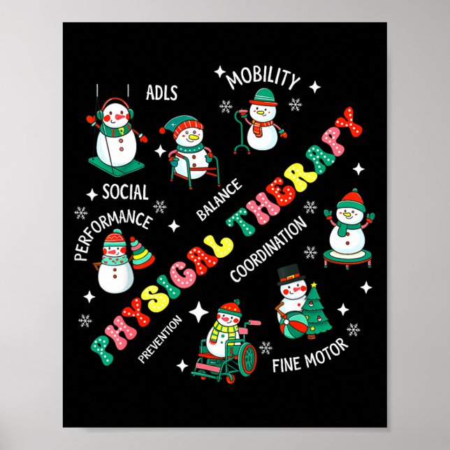 Fysioterapi jul snömannen Pt Fysioterapeut Poster (Framsidan)