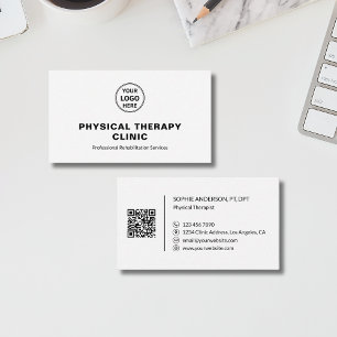 Fysioterapi Klinisk Anpassad Logotyp QR Vit Visitkort