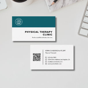 Fysioterapiklinik Professionell Logo QR Teal Visitkort