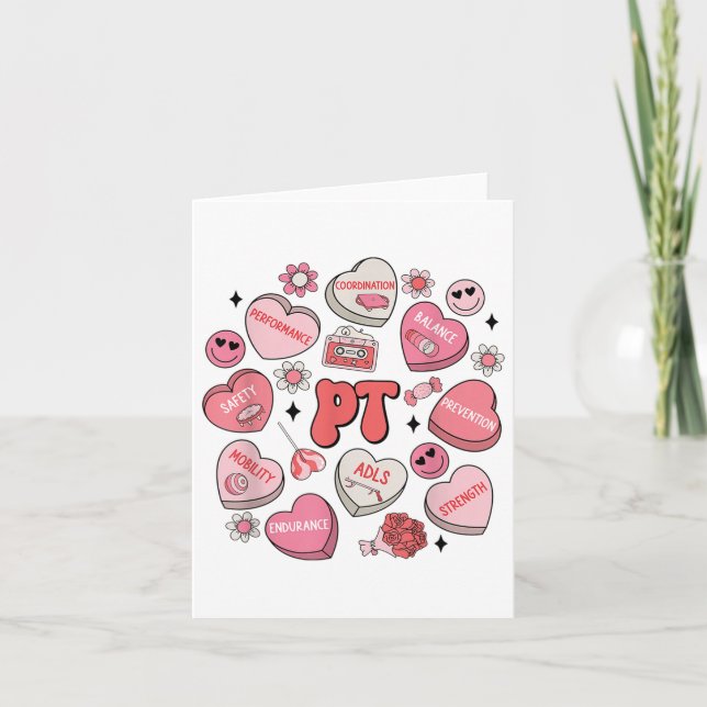 Fysisk behandling Groovy Valentines day Heart Cand Kort (Framsida)