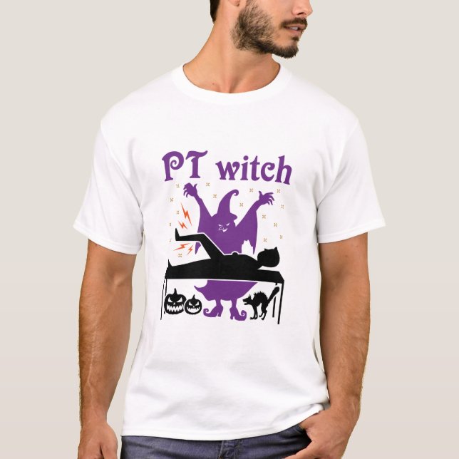 Fysisk behandling Halloween PT Witch T Shirt (Framsida)