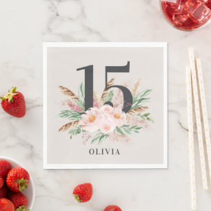 Fysisk blommigt för giftig vattenfärg elegant föde pappersservett