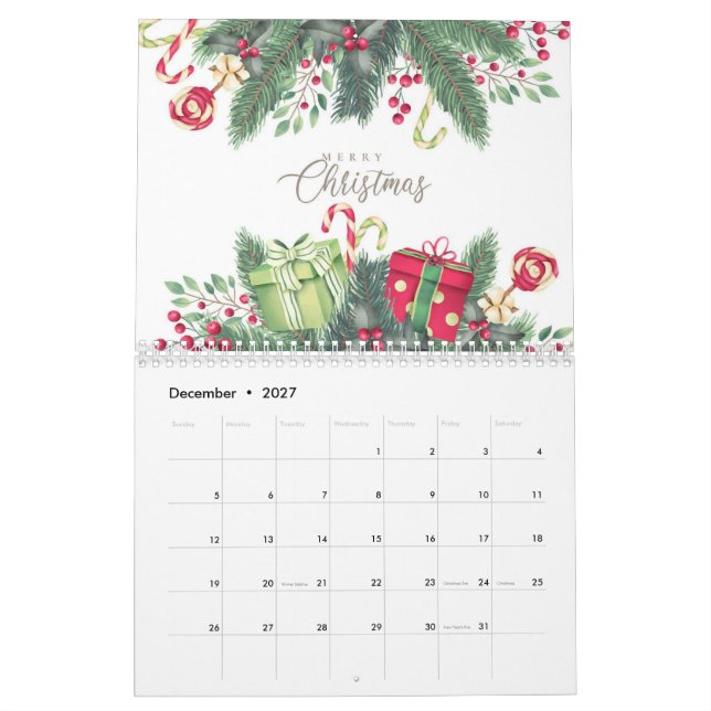 Fysisk Blommigt - juldesign för botaniska Helgdag Kalender (Dec 2027)