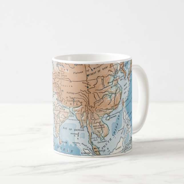 Fysisk karta över Asien (1916) Kaffemugg (Framsida höger)