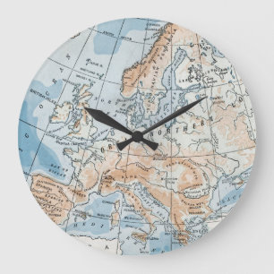 Fysisk karta över Europa (1916) Stor Klocka