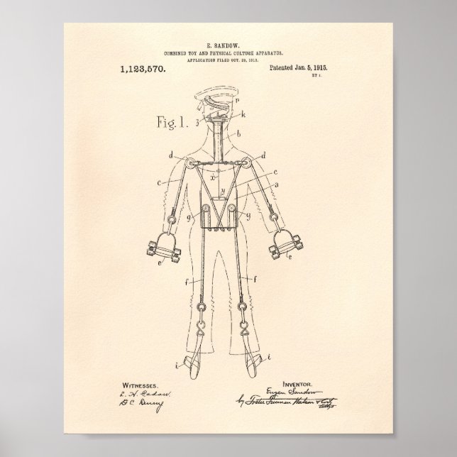 Fysisk kultur 1915 Patent Art Old Peper Poster (Framsidan)