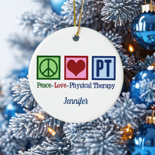Fysisk terapi Peace Kärlek PT Anpassningsbar jul Julgransprydnad Keramik