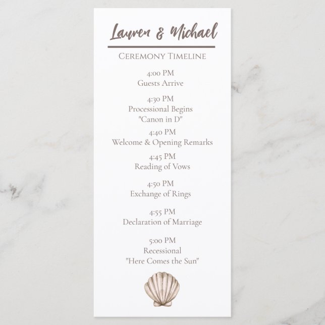 Fysiskt Elegant: Beach Seashell Flat Programme Program (Framsida)