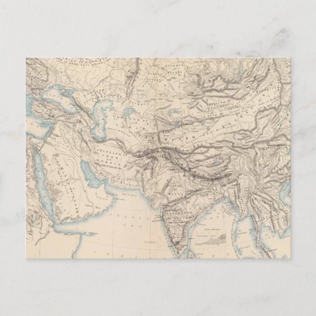 Fysiskt Europa och Asien Vykort (Framsida)