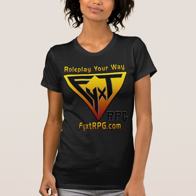 Fyxt RPG-logotyp och Mottomörkdräkt T Shirt (Framsida)