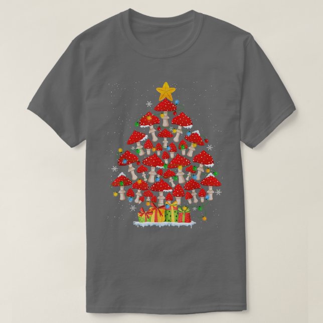 G4Yw Mushroom Christmas Tree Pajama Merry Xmas Pla T Shirt (Design framsida)