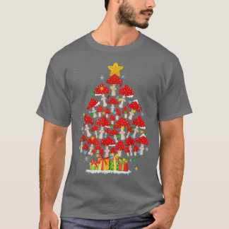 G4Yw Mushroom Christmas Tree Pajama Merry Xmas Pla T Shirt