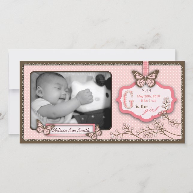 G är för Flickfoto-kort Meddelande (Framsida)