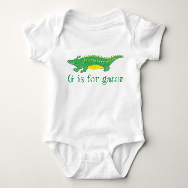 G är för Gator Grönt Alligator Croc Crokodile T-shirt (Framsida)