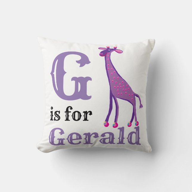 G är för Gerald baby pojke  Kudde (Framsida)