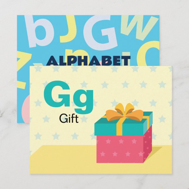 G är för GIft - Alphabet Flash-kort Vykort (Fram/baksida)
