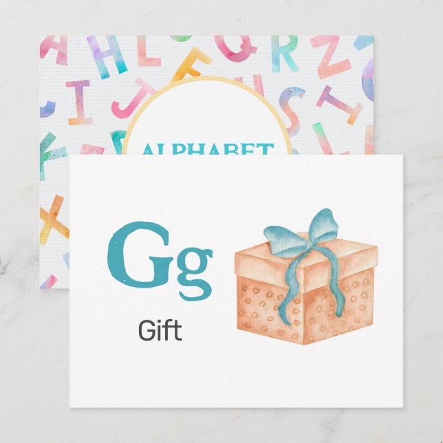 G är för GIft - Alphabet Flash-kort Vykort (Fram/baksida)