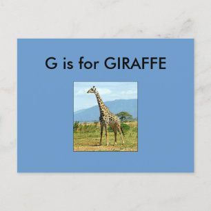 "G" är för Giraffe Alphabet Flashcard Vykort