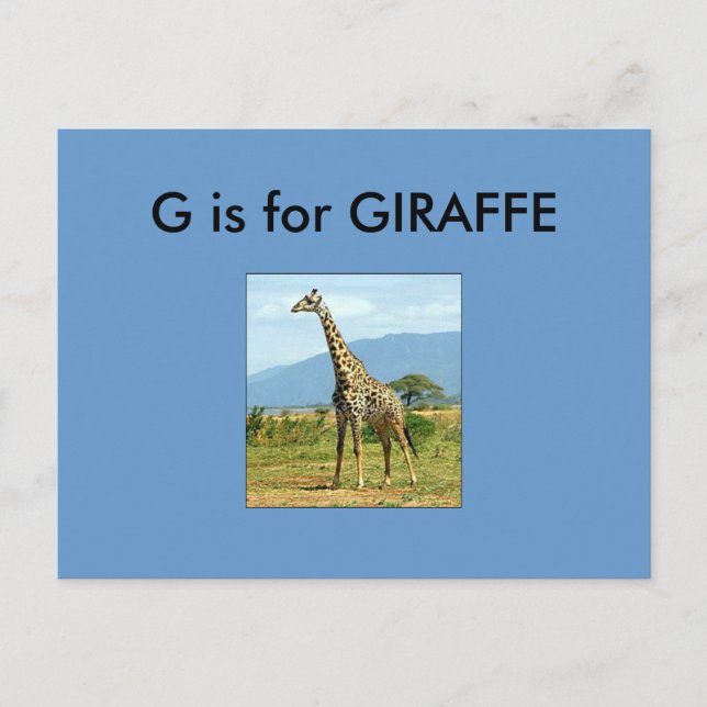 "G" är för Giraffe Alphabet Flashcard Vykort (Framsida)