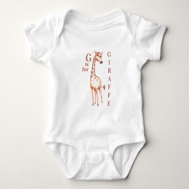 G är för GIRAFFE Whimsical Baby Bodykostym T Shirt (Framsida)