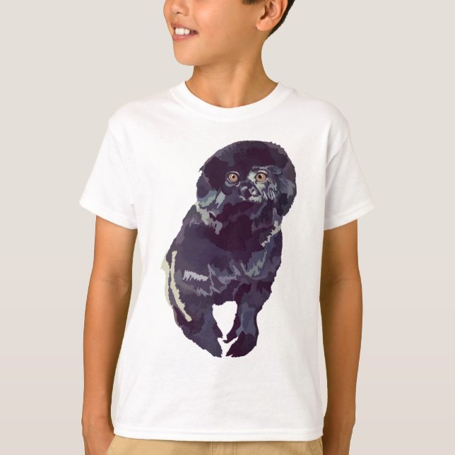 G är för Goeldi Monkey .Goeldis Monkey: The Small T Shirt (Framsida)