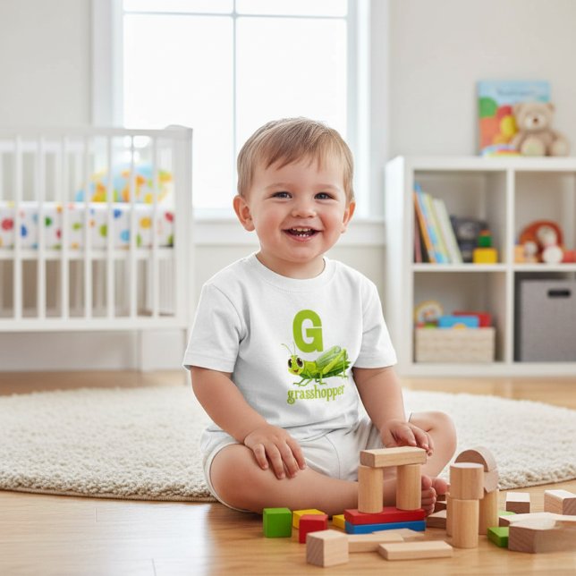 G är för Gräshoppa -Söt Alfabet Lärande T Shirt (Skapare uppladdad)