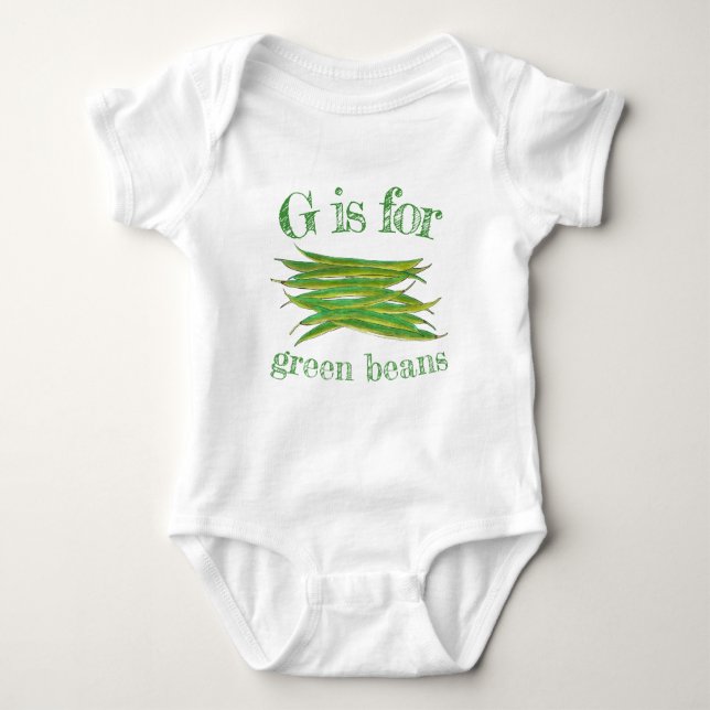 G är för Grönt Beans Summer Garden Vegetable Veg T Shirt (Framsida)