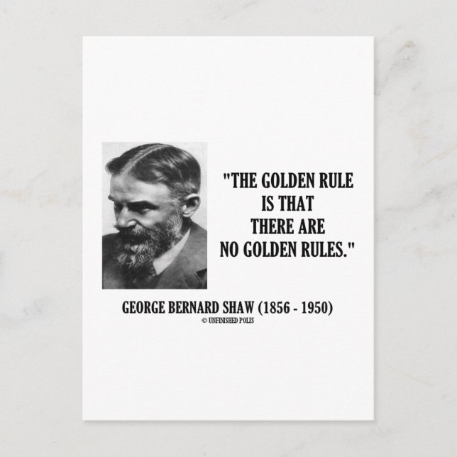 G. B. Shaw Golden Rule No Golden Regler Citat Vykort (Framsida)
