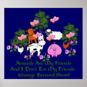 G.B. Shaw Vegetarian citationstecken Poster