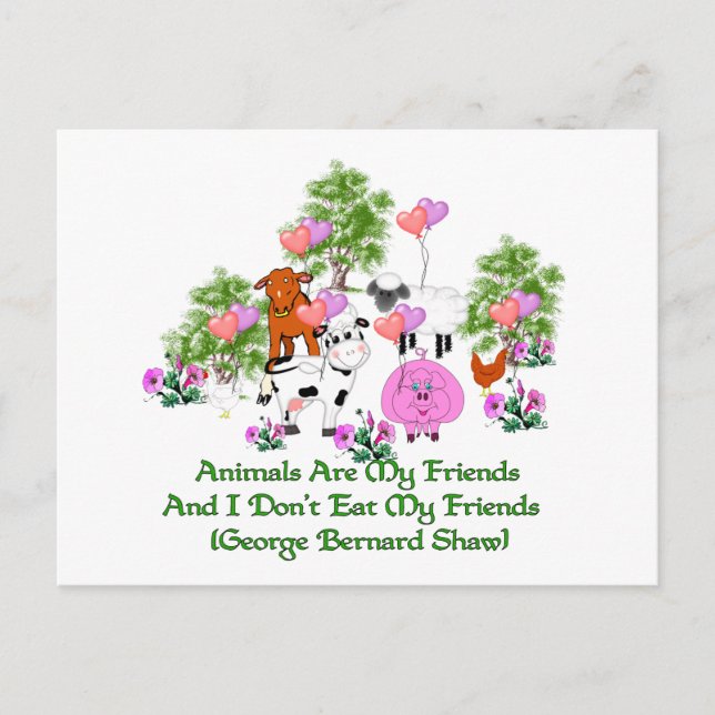 G. B. Shaw Vegetarian Quote Vykort (Framsida)