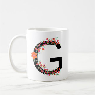 G Blommigt botaniskt intial Brev G Monogram G - Kaffemugg