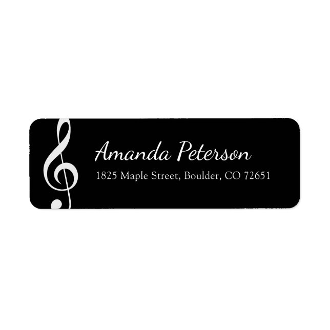 G-clef Music Notation Black-Returadress Returadress Etikett (Framsidan)