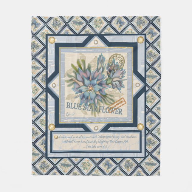 G Creation Office Blue-blomma Fleecefilt (Framsidan)