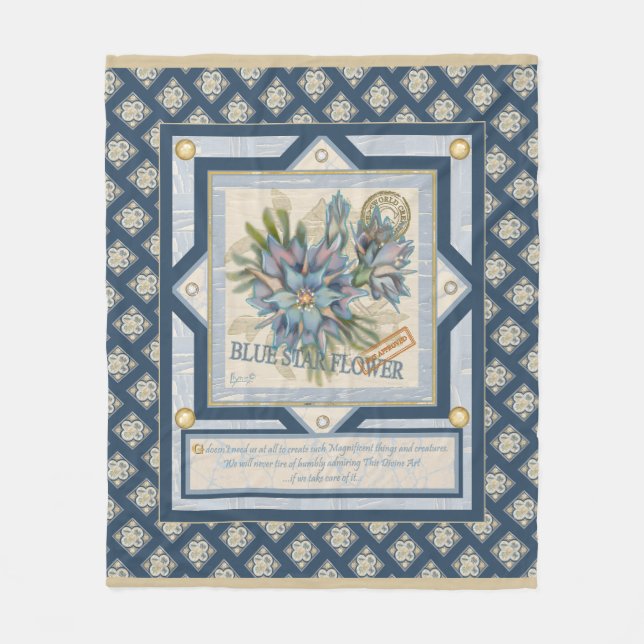 G Creation Office Blue-blomma Fleecefilt (Framsidan)