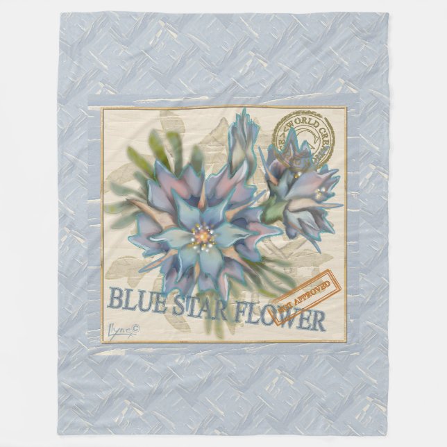 G Creation Office Blue-blomma Fleecefilt (Framsidan)